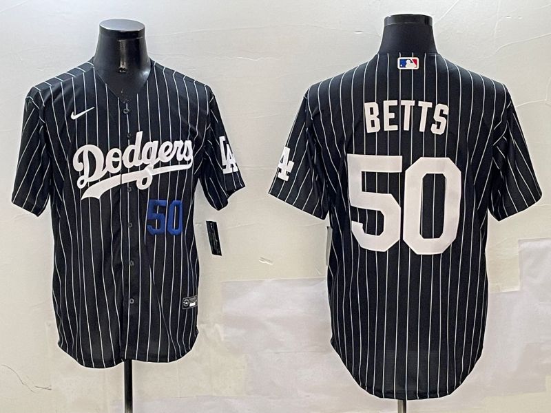 Men Los Angeles Dodgers #50 Betts Black Stripe Jointly Name 2025 Nike MLB Jersey style 8->los angeles dodgers->MLB Jersey